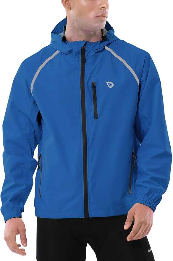 Baleaf Men's Waterproof Windbreaker Jacket – Lightweight, Packable, Reflective for Running, Cycling, Hiking & Golf
