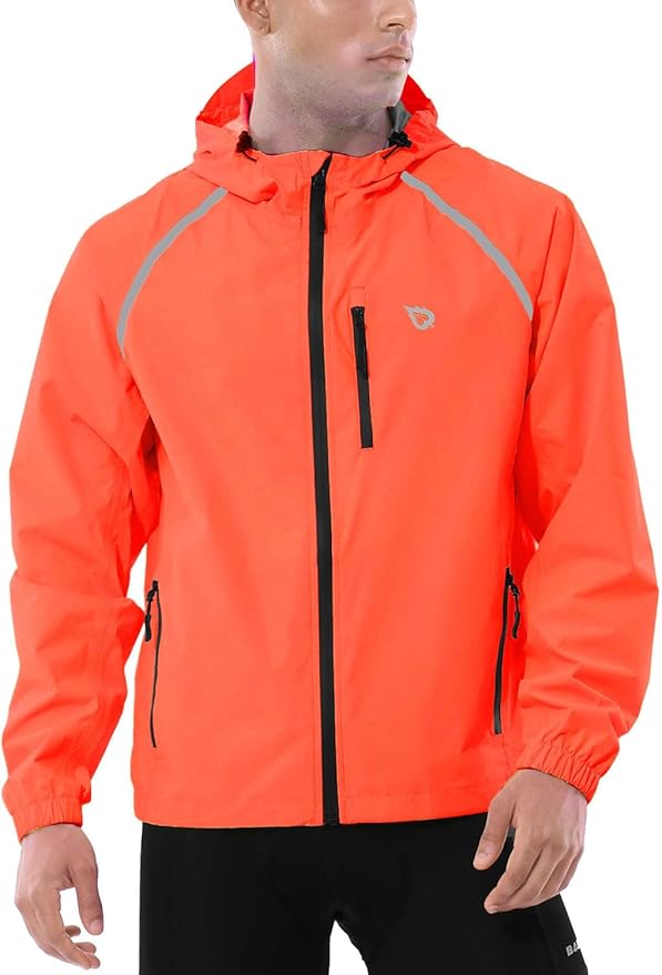 Baleaf Men's Waterproof Windbreaker Jacket – Lightweight, Packable, Reflective for Running, Cycling, Hiking & Golf