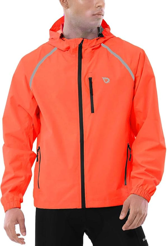 Baleaf Men's Waterproof Windbreaker Jacket – Lightweight, Packable, Reflective for Running, Cycling, Hiking & Golf