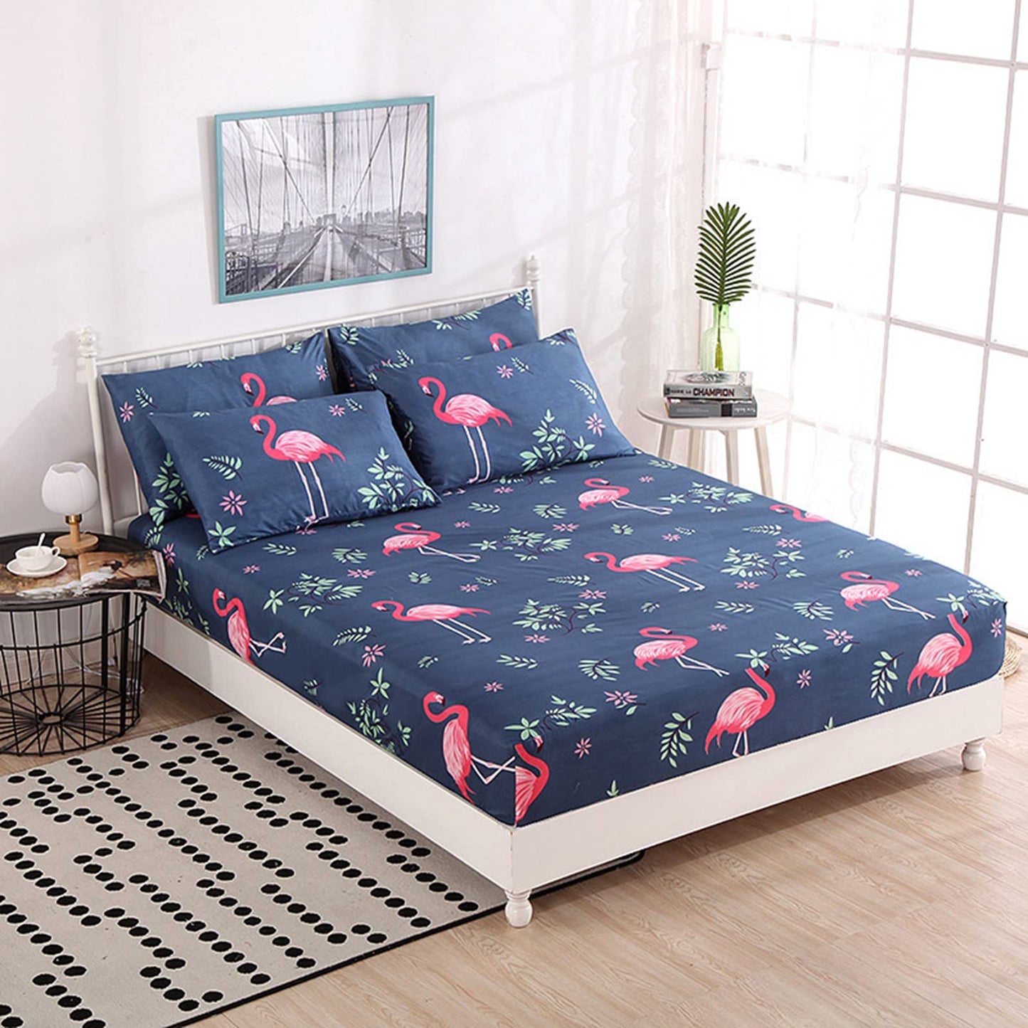 Baseball Sports Queen Bedding Set – Red & Blue Fire Design, Microfiber Sheets with Flat & Fitted Sheets + 2 Pillowcases