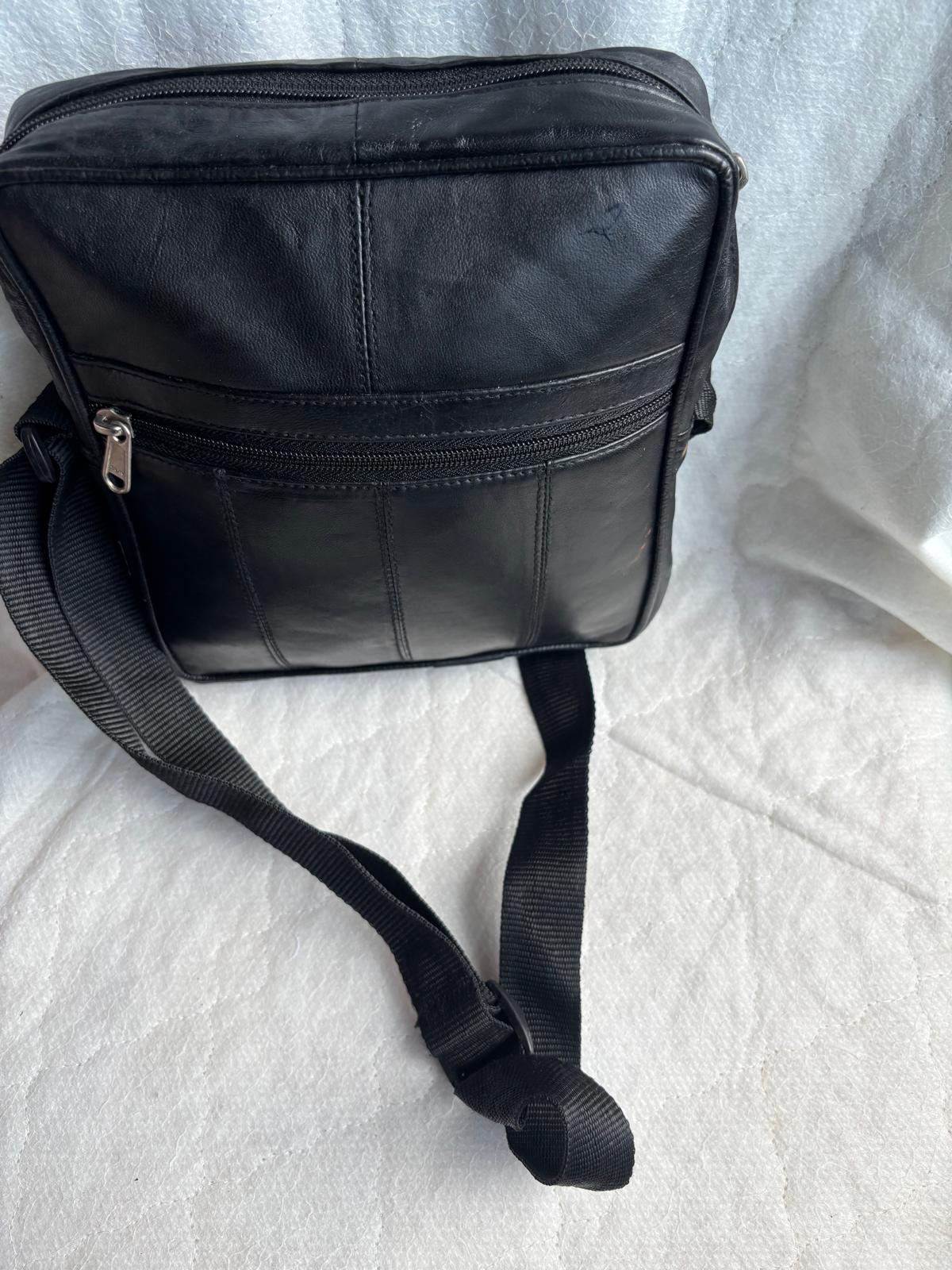 Indian Fashion Black Genuine Leather Solid Sling Bag Unisex