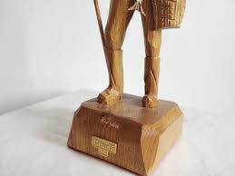 Vintage Québécois Fisherman Wood Carving