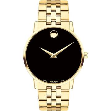 Movado Museum Classic 40mm Men's Swiss Quartz Watch – Black Dial, Gold-Plated Stainless Steel, 3ATM Water Resistant