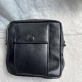 Indian Fashion Black Genuine Leather Solid Sling Bag Unisex